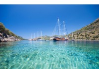 A gulet boat on the famous turquoise waters of Turkey