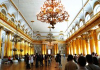 A lavish golden room in the Winter Palace in St Petersburg