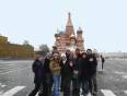 A group outside St Basil's Cathedral in Red Square Moscow