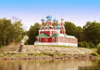 The church of St Dmitry on the blood and Transfiguration Cathedral, located on the banks of the Volg