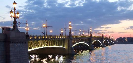 The White Nights over a St Petersburg bridge