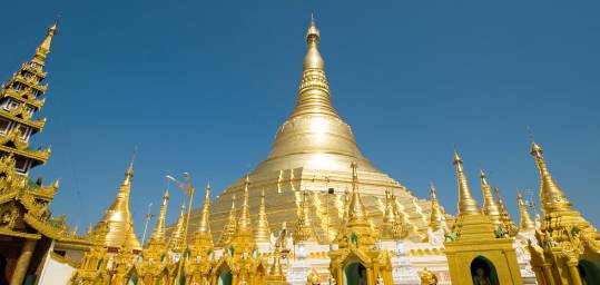 A beautiful golden temple in Burma's capital Yangon. 