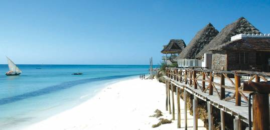 The beautiful white sandy beach of Nungwi in Zanzibar