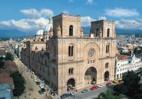 The grand blue-domed cathedral in Cuenca on an Ecuador Tour.