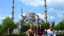 Posing for a photo at the Blue mosque