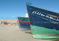 colourful boats on a beach in Morocco