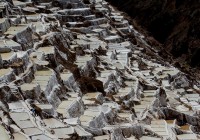 A patchwork of salt evaporation ponds in Maras, used since the Incan Empire