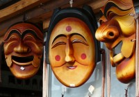 Traditional Hahoe Masks for sale at the Hahoe Folk Village in Andong