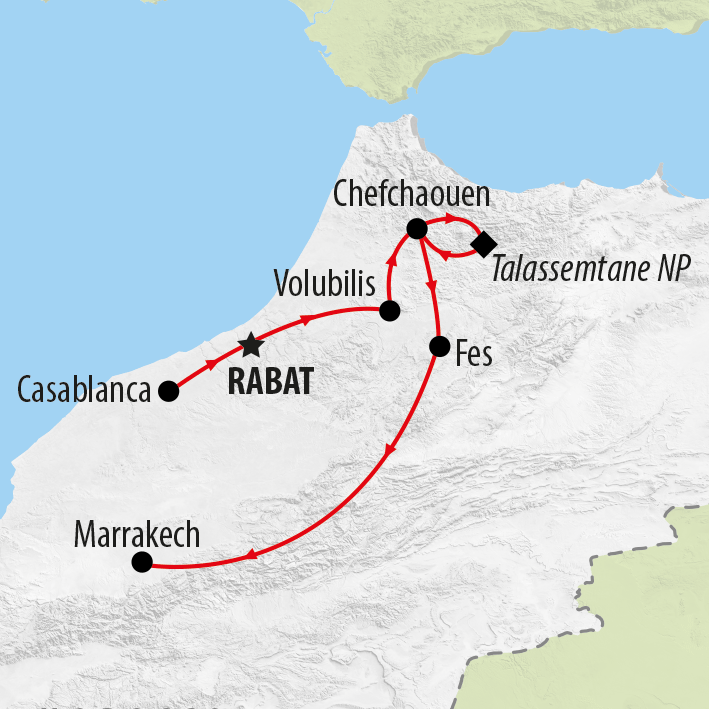 Map of Imperial Morocco & The Blue City - 8 Days