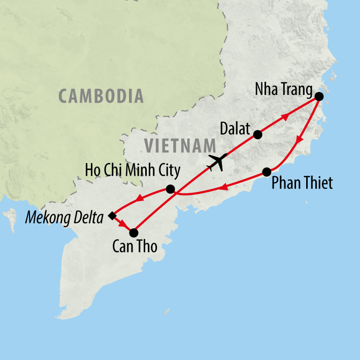 Map of Highlights of South Vietnam - 11 days