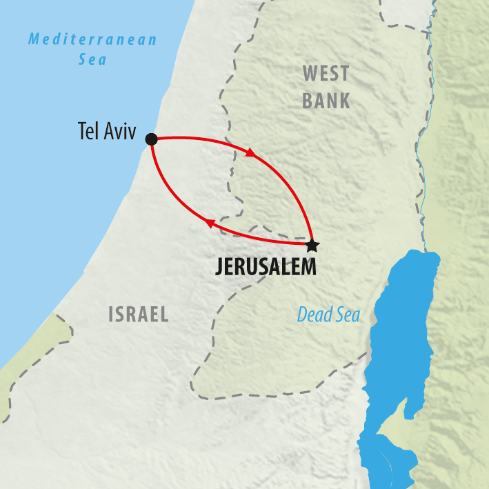 Map of Tel Aviv & Jerusalem - 4 days