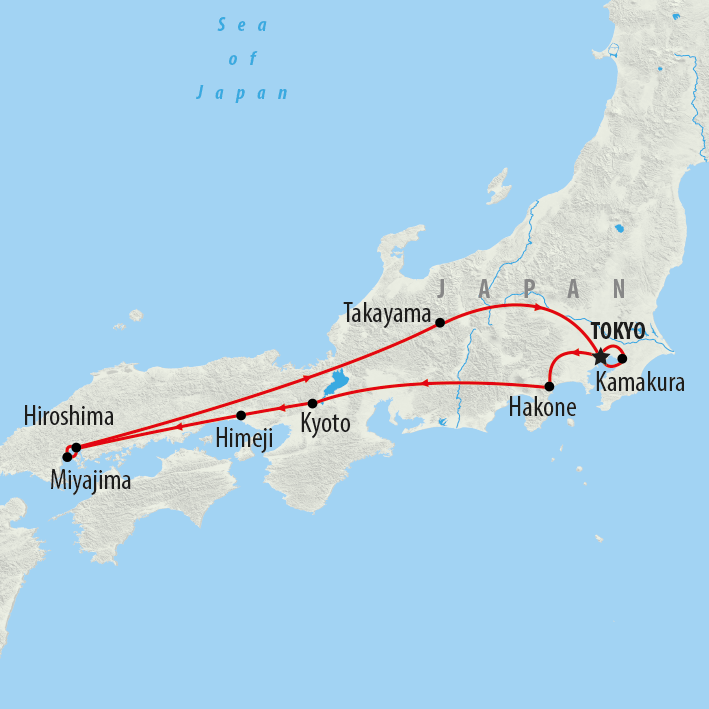 Map of Tokyo to Takayama - 13 days