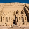 Stone carvings in the side of the mountain at Abu Simbel