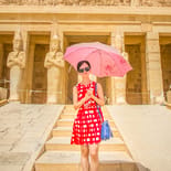 Lady in front of Hatshepsut Temple | Luxorr | Egypt