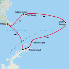Antarctica, South Georgia & Falklands Explorer - 20 days Map