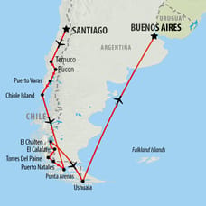 Patagonia Encompassed - 20 Days Map