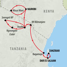 Masai Mara & Tanzania Explorer - 13 days Map