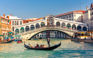 Gondola near Rialto Bridge in Venice, Italy