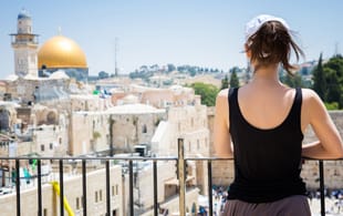 Woman looking over Jerusalem Old City - Israel Tours - On The Go Tours