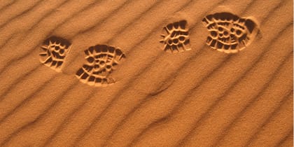 Human footprints in Saharan sand