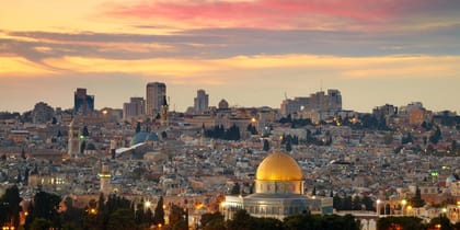 Temple on the Rock at sunset in Jerusalem - Israel Tours - On The Go Tours