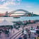 Famous sunset over Sydney Harbour Bridge