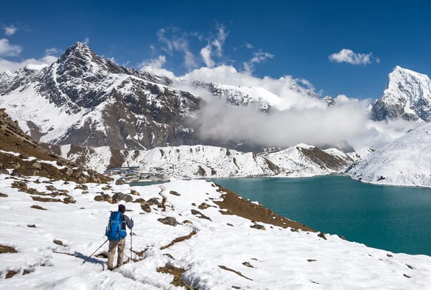 A man trekking in the Everest Region