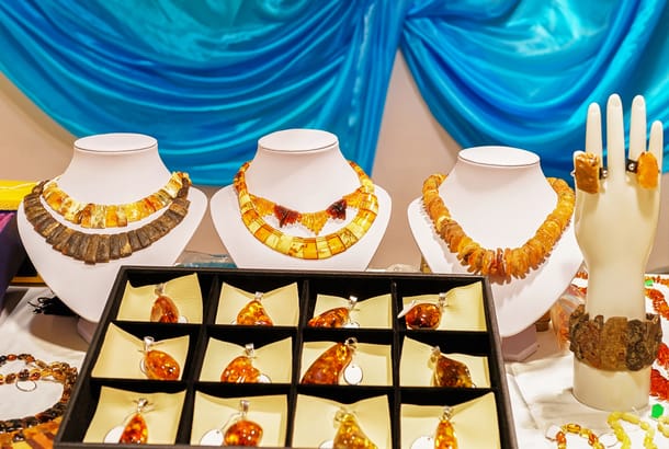 Amber products for sale in Lithuania