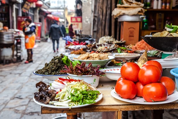 Chinese food on a street stall