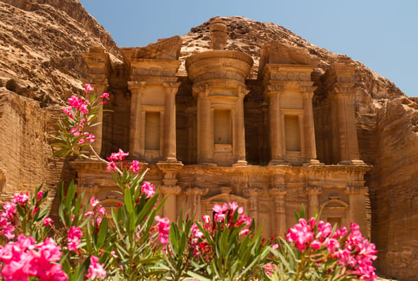 Flowers in front of Petra's Monastery - On The Go Tours