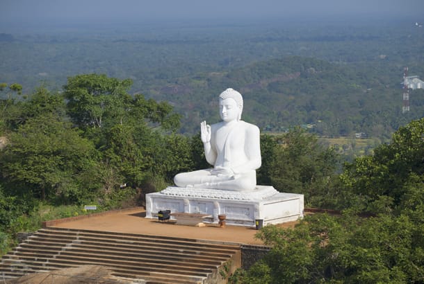 Sculpture of a seated Buddha at Mihintale