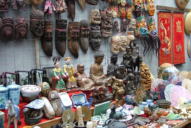 Souvenirs on sale at a market in China
