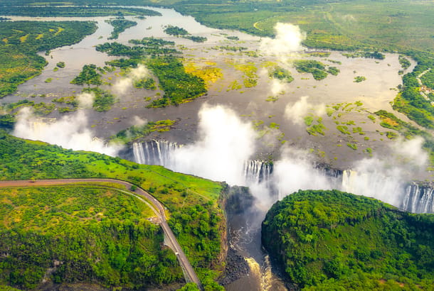 Victoria Falls from above Zambia and Zimbabwe