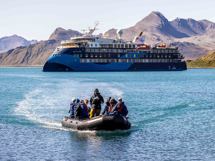Ocean Victory zodiac travelling to South Georgia