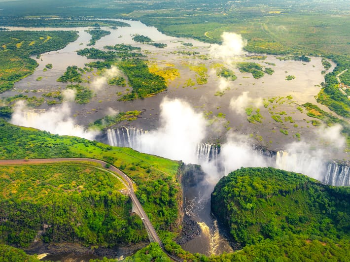 Victoria Falls from above Zambia and Zimbabwe