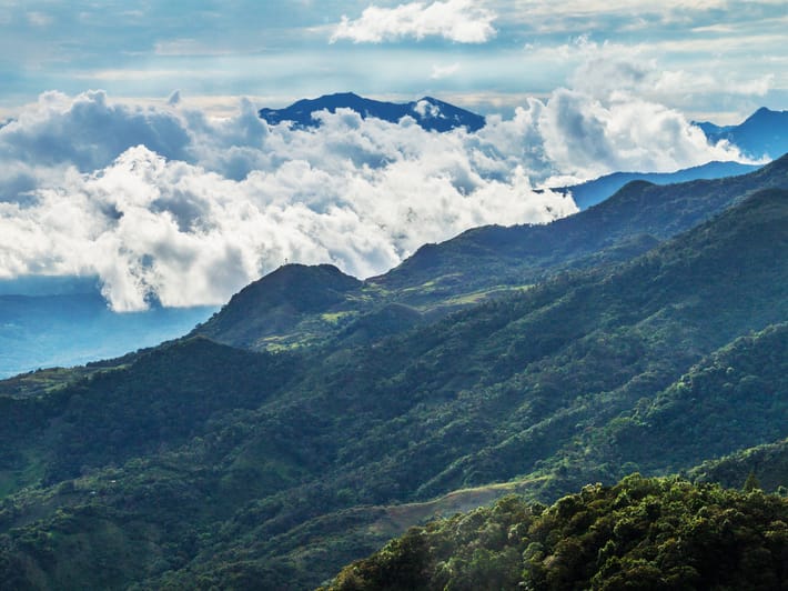 Viw of mountains in Panama, with Volcan Baru in the background