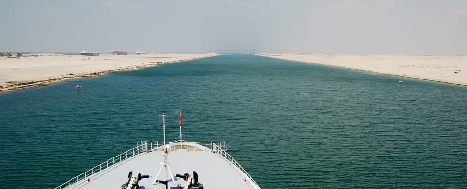 Cruise ship sailing along the Suez Canal