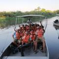 Mokoro boat gliding along the Okavango River