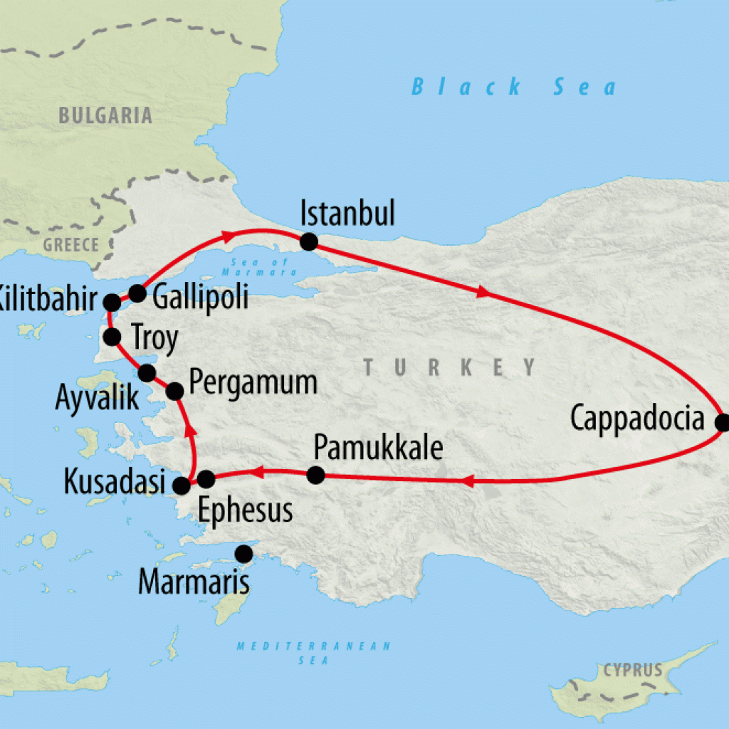 ANZAC 2025 Memorial Tour of Turkey - 11 days map