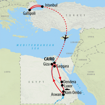 Anzac Day & Classical Egypt 2024 - 16 Days map