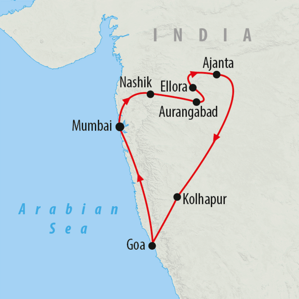 Aboard the Deccan Odyssey - 10 days map