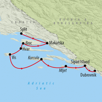 Adriatic Explorer from Split Premium - 8 days map