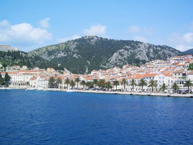 The island of Hvar stretching out into the sparkling blue sea