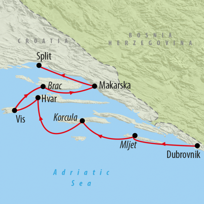 tourhub | On The Go Tours | Adriatic Explorer from Dubrovnik Premium Plus - 8 days | Tour Map