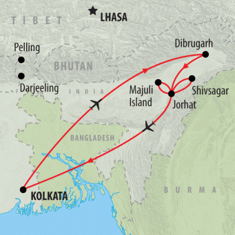 Adventures in Assam - 10 days map
