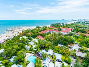 Aerial view of Hua Hin becah and city in Thailand