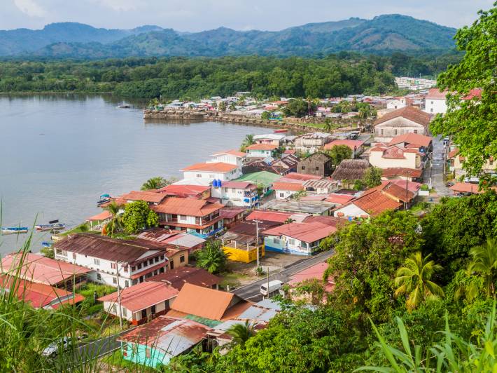Aerial view of Portobelo village, Panama
