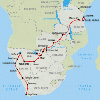 An African Adventure Southbound - 37 days map
