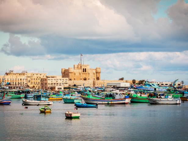 The white fortress of Qaitbay in Alexandria