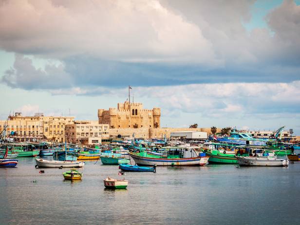 The white fortress of Qaitbay in Alexandria